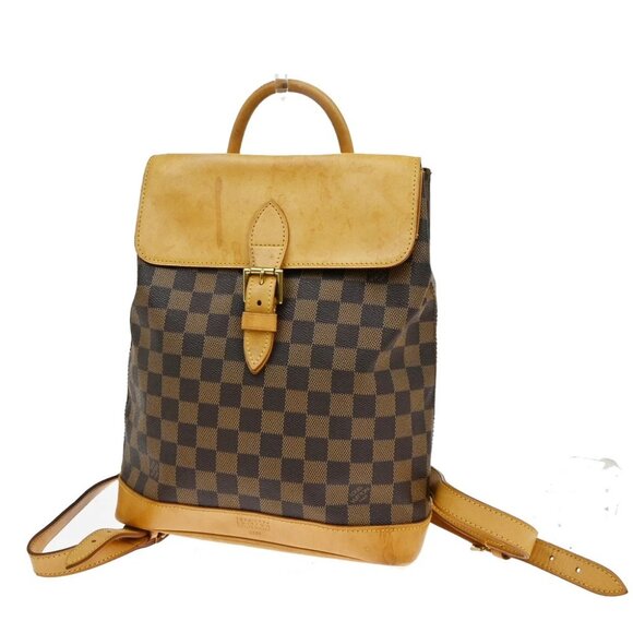 LOUIS VUITTON Logo Arlequin Backpack Bag Damier Ebene Brown - Picture 1 of 14